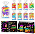 Party Favors for Kids: 16 Pack Scratch Art Notebooks with Rainbow Colors, 2-in-1 Coloring & Scratch Books, Bulk Birthday Gifts, Goodie Bags, Classroom Prizes for Boys & Girls