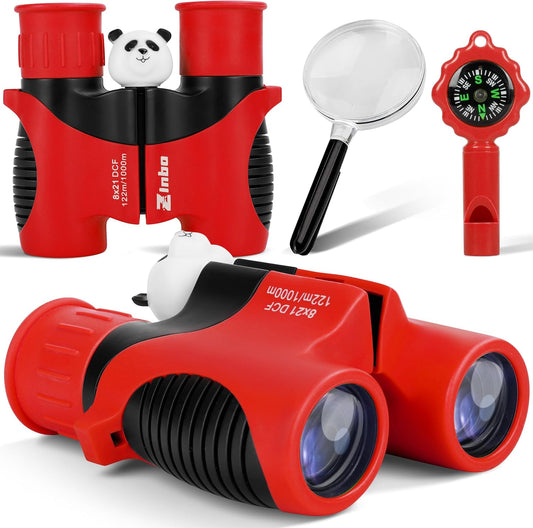 Binoculars for Kids 8x21 High-Resolution Real Optics with Magnifying Glass & Whistle Compass, Kids Binoculars for 3-12 Years Boys and Girls, Best Kids Toys for Outdoor Bird Watching, Hiking, Travel