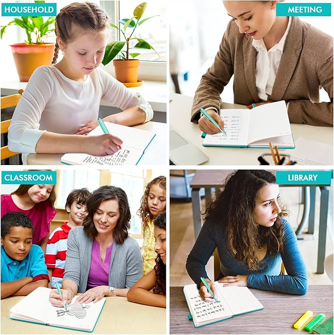 feela 5 Pack Journal Notebook Bulk for School, Hardcover Business Notebooks Classic Ruled Lined Journals with Pen Holder for Work Note Taking, with 5 Black Pens, 120 GSM, 5.1”x8.3”, A5, Emerald