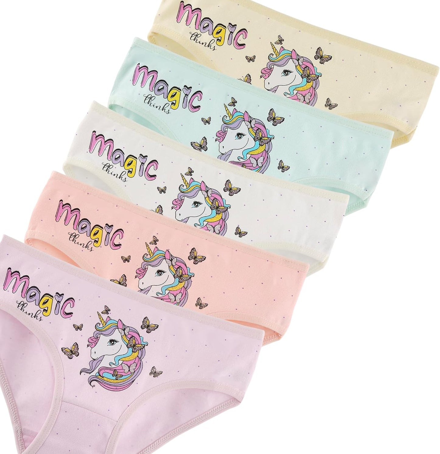 Donella Girls' Soft Cotton Underwear - Kids Bikini Brief Panties for Girls and Toddlers 5-Pack, Age: 2-15