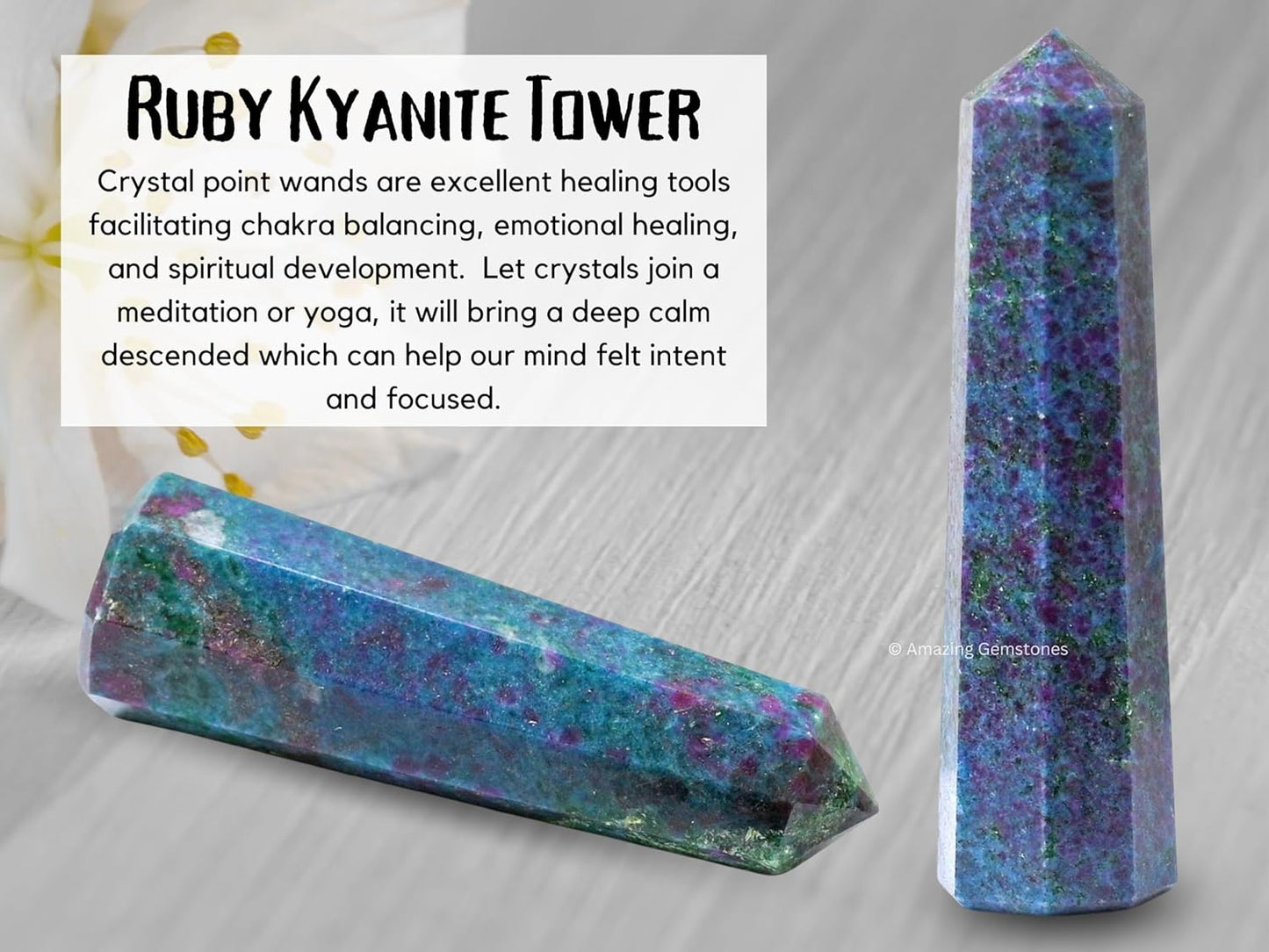 Amazing Gemstone Ruby Kyanite Crystal Towers - Natural Healing Crystal Point Obelisk for Reiki Healing and Crystal Grid (3 Inch)