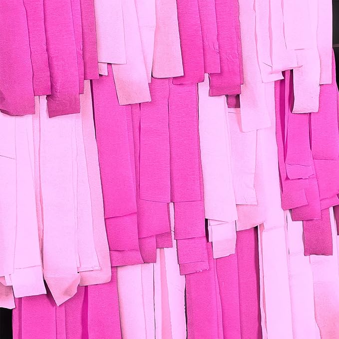 PartyWoo Crepe Paper Streamers 4 Rolls 328ft, Pack of Hot Pink and Pink Crepe Paper for Party, Wedding, Birthday, Baby Shower Decorations, Valentines Day Decorations (1.8 Inch x 82 Ft/Roll)