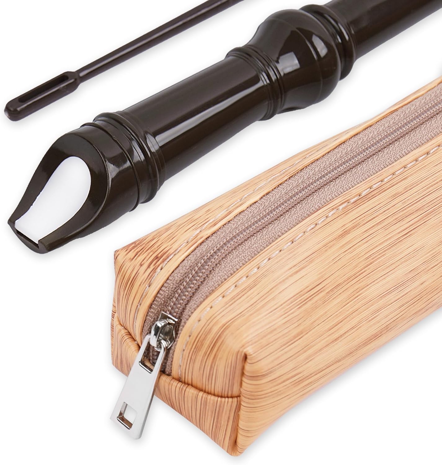 LIZIMANDU Recorder Instrument for Beginner Adults,8-Hole Soprano Descant Recorder Music Flute with Cleaning Rod & Case Bag For Home Entertainment(6-Wood Beige)