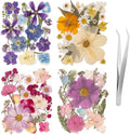 80PCS Spring Large Pressed Flowers Leaves , Real Nature Dry Flowers for Resin Craft, Larage Pressing Floral with Tweezers Set for DIY Jewelry Making Nail Card Scrapbook Art