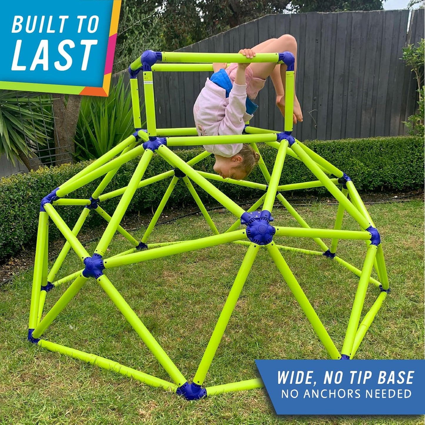 Eezy Peezy Monkey Bars Climbing Dome - Sturdy & Portable Jungle Gym for Kids, Backyard Playset for Toddlers, Active Outdoor Fun for Kids Ages 3 to 8 Years Old, Lightweight & Easy Assembly, Green/Blue