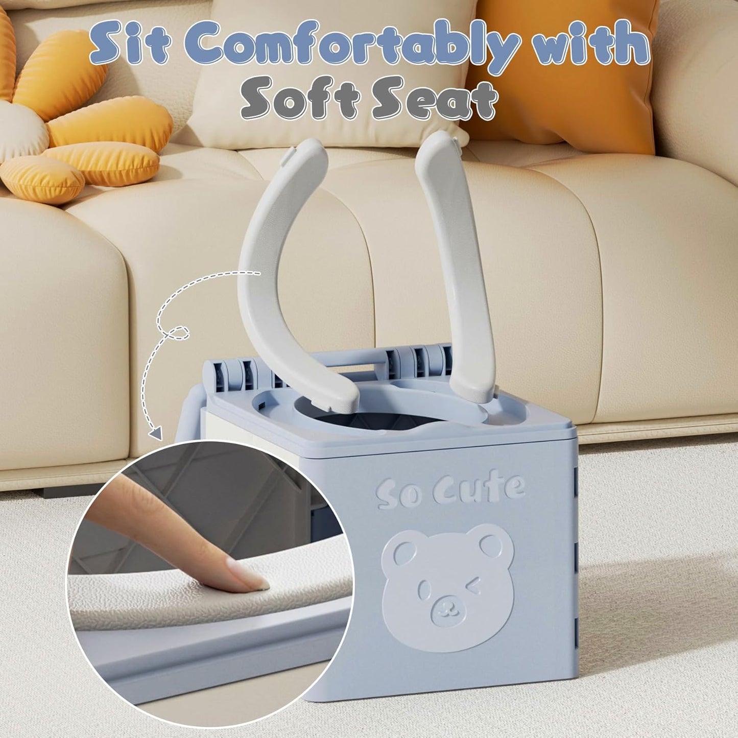 Travel Potty for Toddler with 3 Rolls Potty Liners, 20 Pcs Absorbent Pads, Foldable Car Potty for Toddler, Portable Potty Seat for Toddler Travel, Portable Potty for Tollder Outdoor and Camping Use