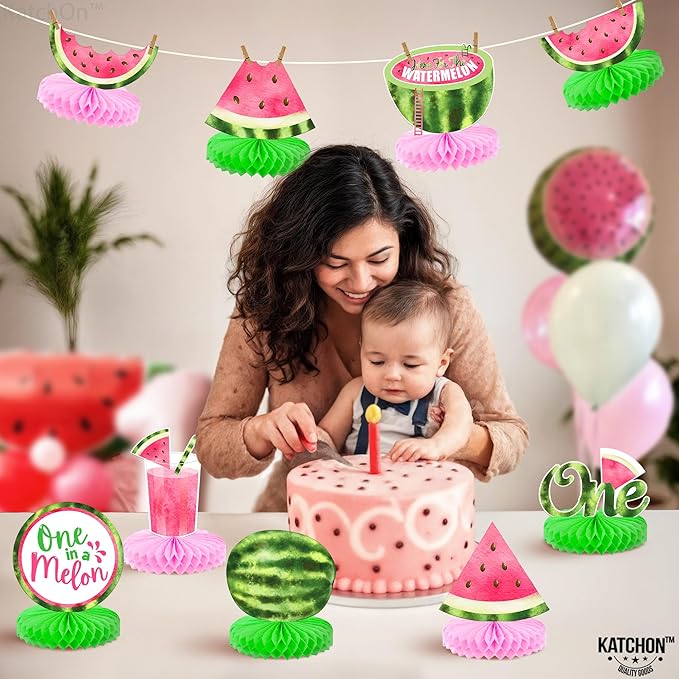 KatchOn, One In A Melon Centerpieces – Pack of 9 | One in a Melon Party Decorations | Watermelon Birthday Decorations, Watermelon Centerpieces for Tables for Birthday, Baby Shower, Summer Party Decor
