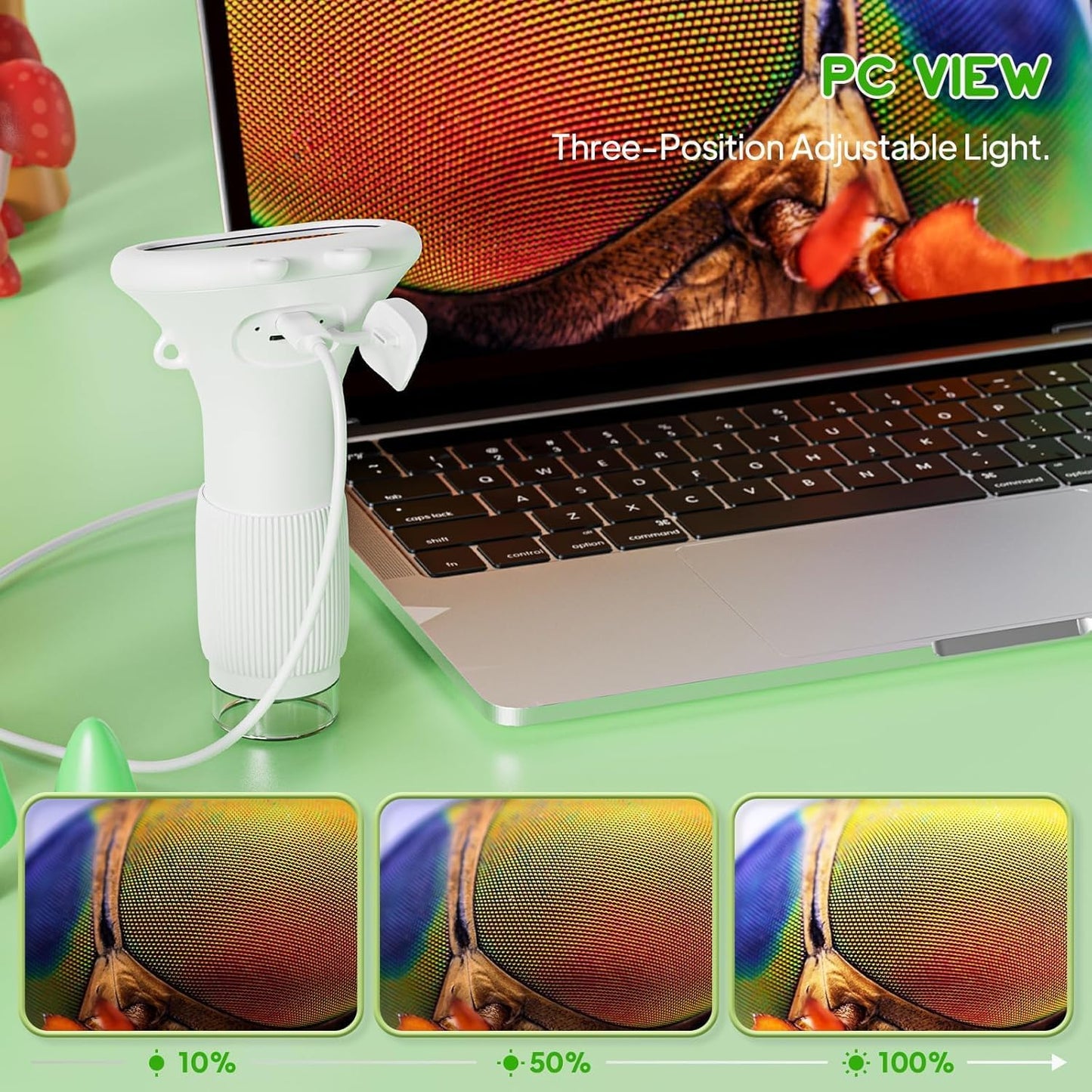 Microscope for Kids, 2'' Inch HD Screen Pocket Portable Microscope, 1000x Magnification Mini Magnifying Glass with Light for Kids, for 3-12 Girls & Boys - White