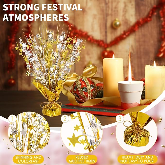 6 Pack Star Table Centerpieces for Party, Birthday Table Decorations for Kids Adults, Party Centerpieces for Tables for Wedding Baby Shower Graduation Holiday Event (Gold Silver)