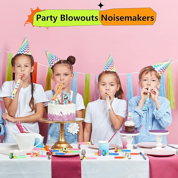 160 Pack Party Blowouts Noisemakers Colorful Party Whistles Blower Funny Birthday Blow Horns Bulk for Birthday New Years Party Favors