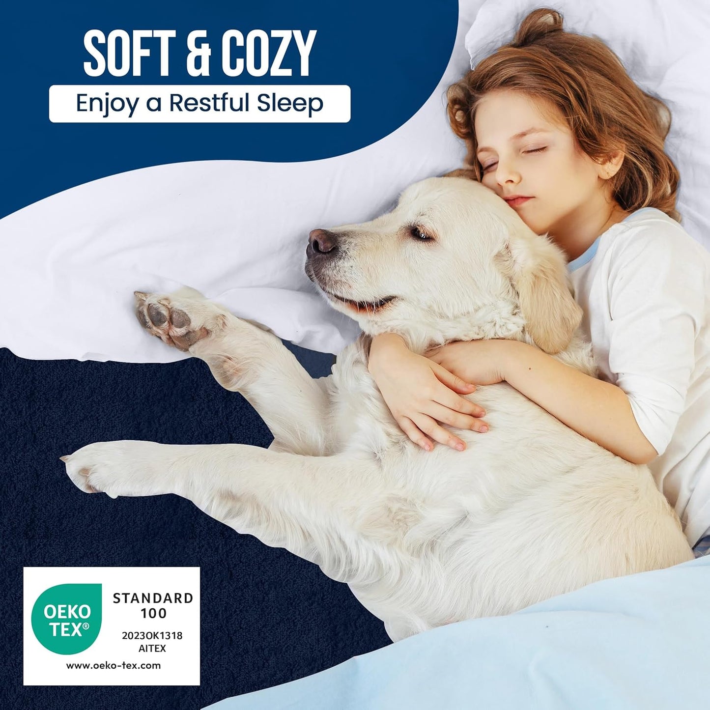 Utopia Bedding Waterproof Mattress Protector Full Size, Premium Terry Mattress Cover 200 GSM, Breathable, Fitted Style with Stretchable Pockets (Navy Blue)