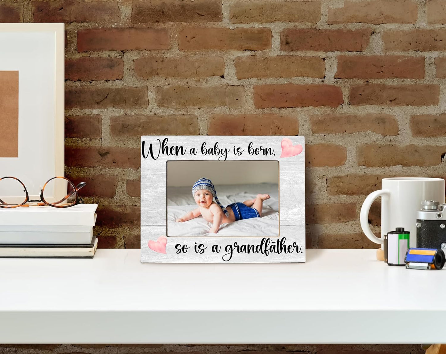 First Time Grandfather Gifts, New Grandchild Baby Photo Frame, When a Baby is Born So is a Grandfather, Photo Frame 8X10