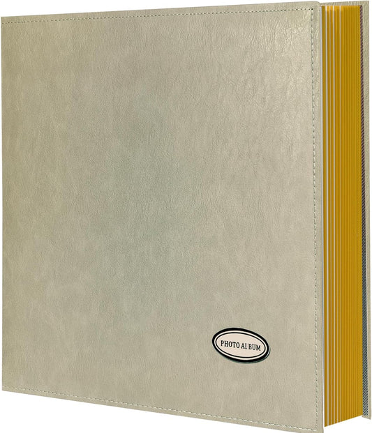 Self-Adhesive Photo Album, Dust-free, glue free and waterproof Scrapbook Album, Family album, Leather Cover, Hand Made DIY Albums Holds 3x5, 4x6, 5x7, 6x8,8x10 photos (Oatmeal, Large)
