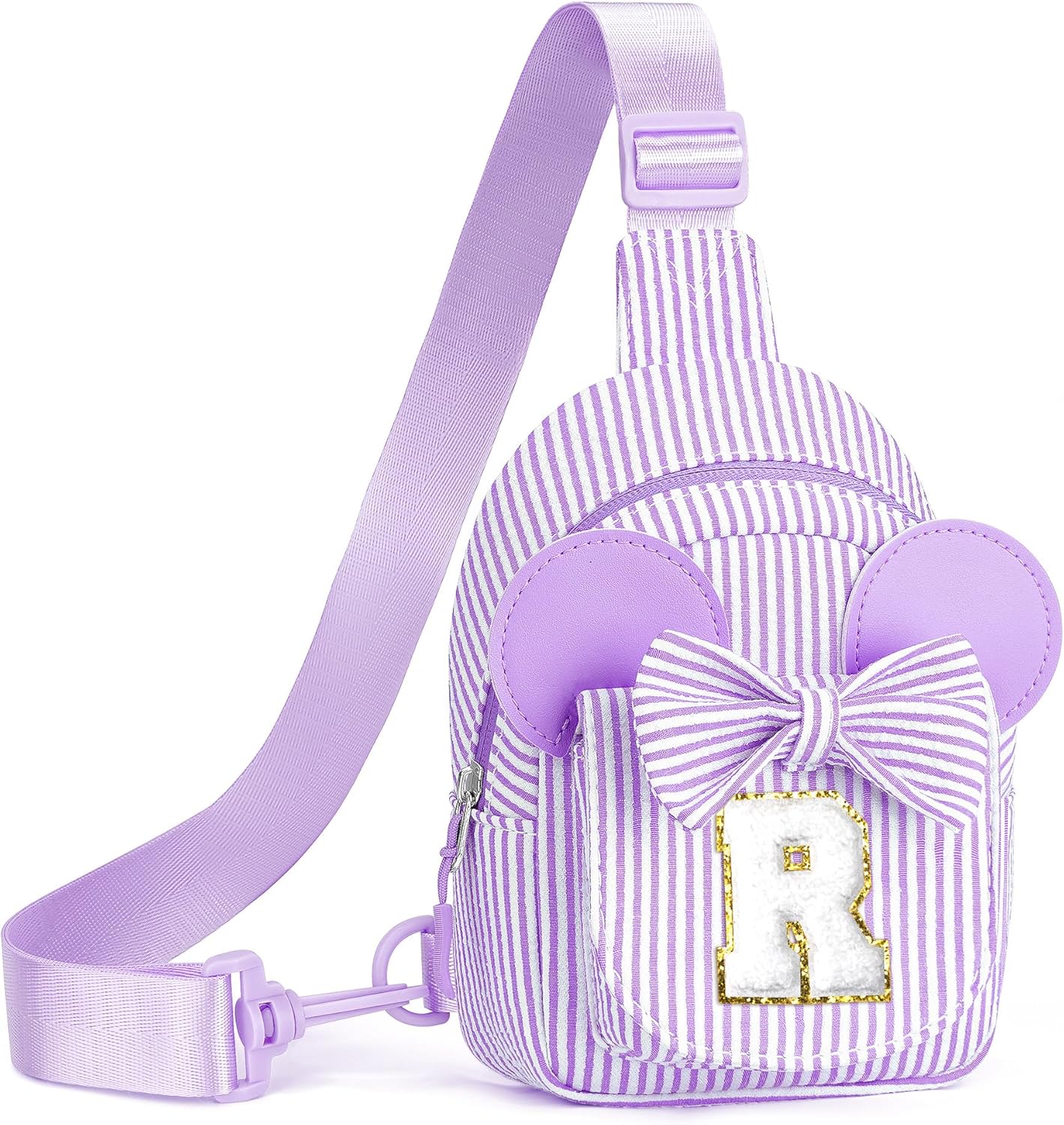 Small Sling Bag, Initial Bags for Girls, Gifts for Girls Kids, Sister Daughter Birthday Gift for Kids Daughter Sister Girl Gifts Trendy Stuff Belt Bag Crossbody Shoulder Purse (Purple R)