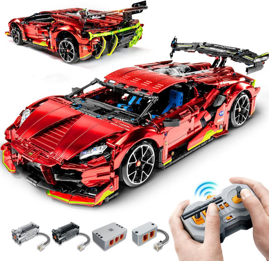 BAV Plated Sports Car Building Sets with Electric Chassis Lifting, Colletible Building Model for Adults, 1:10 Scale Electric Driftable Remote Control Technic Sports Car for Adults Men Teens.