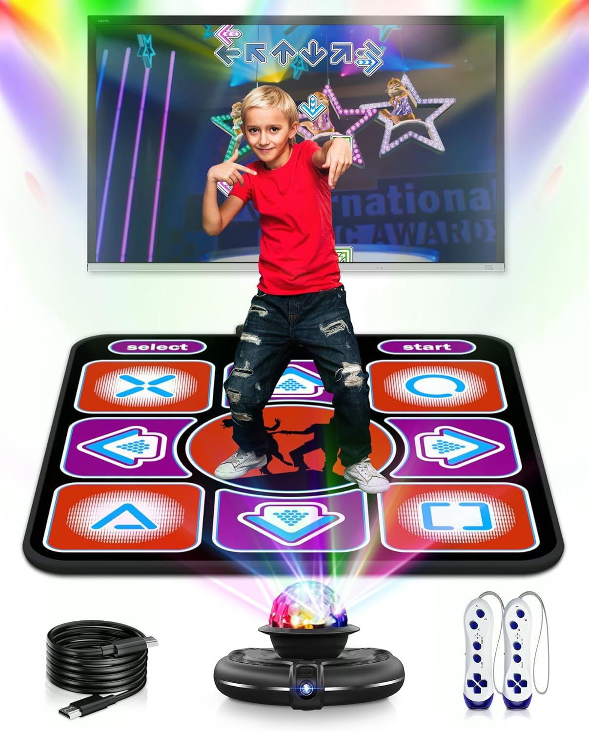 Dance Mat, Electronic Dance Mat for TV with Camera, Non-Slip Dance Mat for Girls, Birthday Gifts Dance Game Mat for Kids Adults Girls Boys (Black)