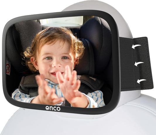 Onco Fixed Headrest Baby Car Mirror - Tesla-Compatible Car Mirror for Baby, 100% Shatterproof & Shake-Proof, Non-Slip with 360° Rotation, Newborn Must Haves