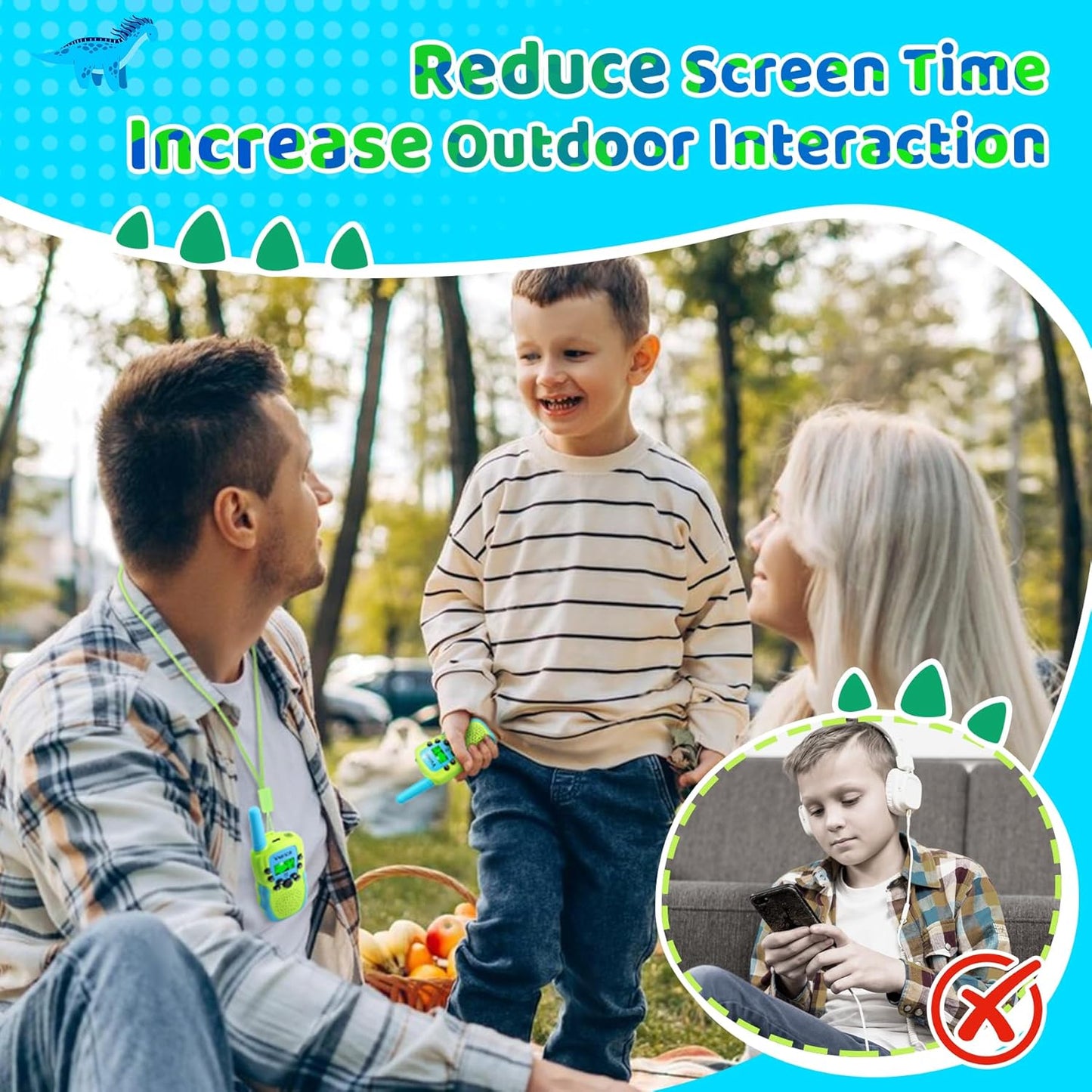 Vvinca Walkie Talkies for Kids Rechargeable Toys for Ages 5-7, Long Range 22 Channels 2 Way Kids Walkie Talkie with Flashlight for Camping Hiking Indoor Outdoor 3 4 5 6-12 Boy Girl Christmas Birthday