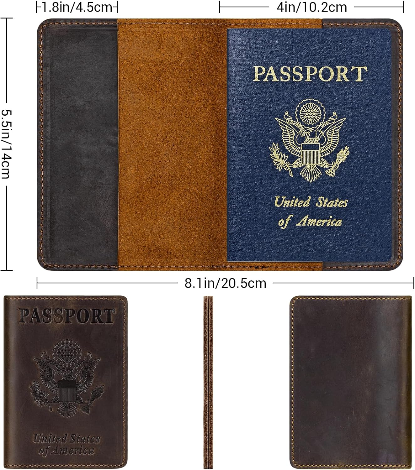 BIAOTIE Premium Leather Passport Holder Covers, Rfid Travel Wallet Passport Document Holder, Travel Essentials Wallet Cover Case for Men and Women (Coffee)