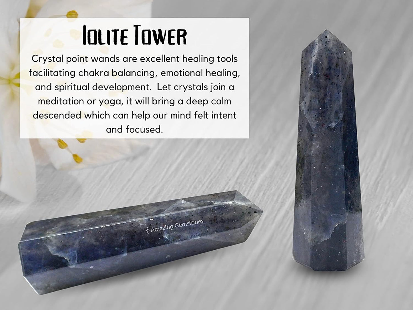 Amazing Gemstone Iolite Crystal Towers - Natural Healing Crystal Point Obelisk for Reiki Healing and Crystal Grid (2 Inch to 3 Inch)