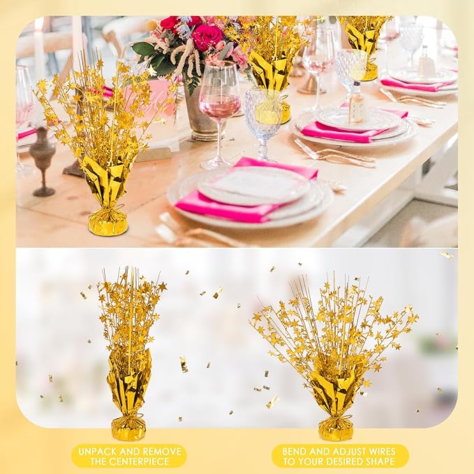 6 Pack Star Table Centerpieces for Party, Birthday Table Decorations for Kids Adults, Party Centerpieces for Tables for Wedding Baby Shower Graduation Holiday Event (Gold)