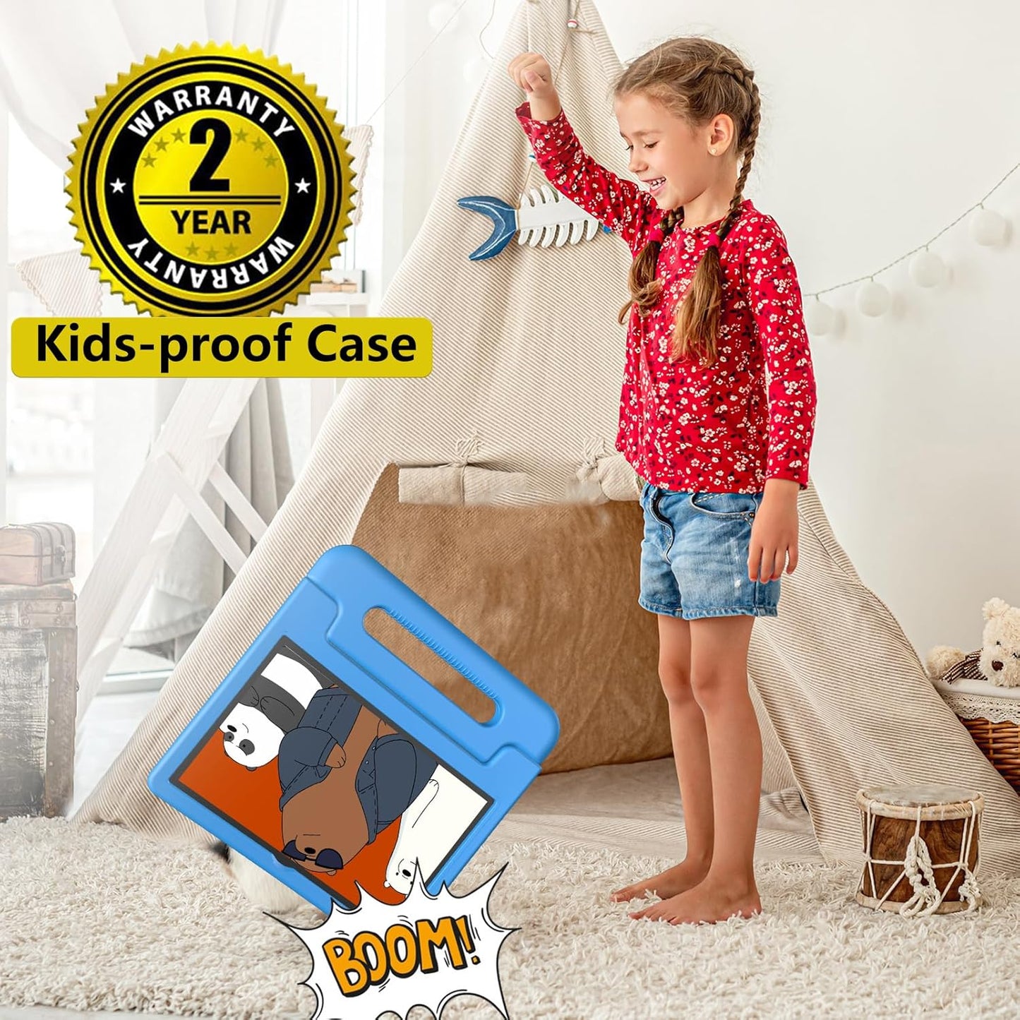 Kids Tablet, 10.1 Inch Tablet for Kids Android 14, 64GB Octa-Core, WiFi, Big Battery, Kids Space, Parental Control 1280 * 800 HD Display Children Tablets Blue