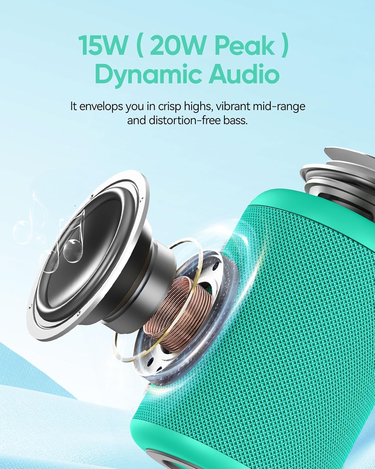 Portable Bluetooth Speaker with Lights, Stocking Stuffers, Powerful Crystal Clear Sound, IPX5 Waterproof, All Day Playtime, BT 5.3, TWS Paring, Small Wireless Speaker for Outdoor, White Elephant Gifts