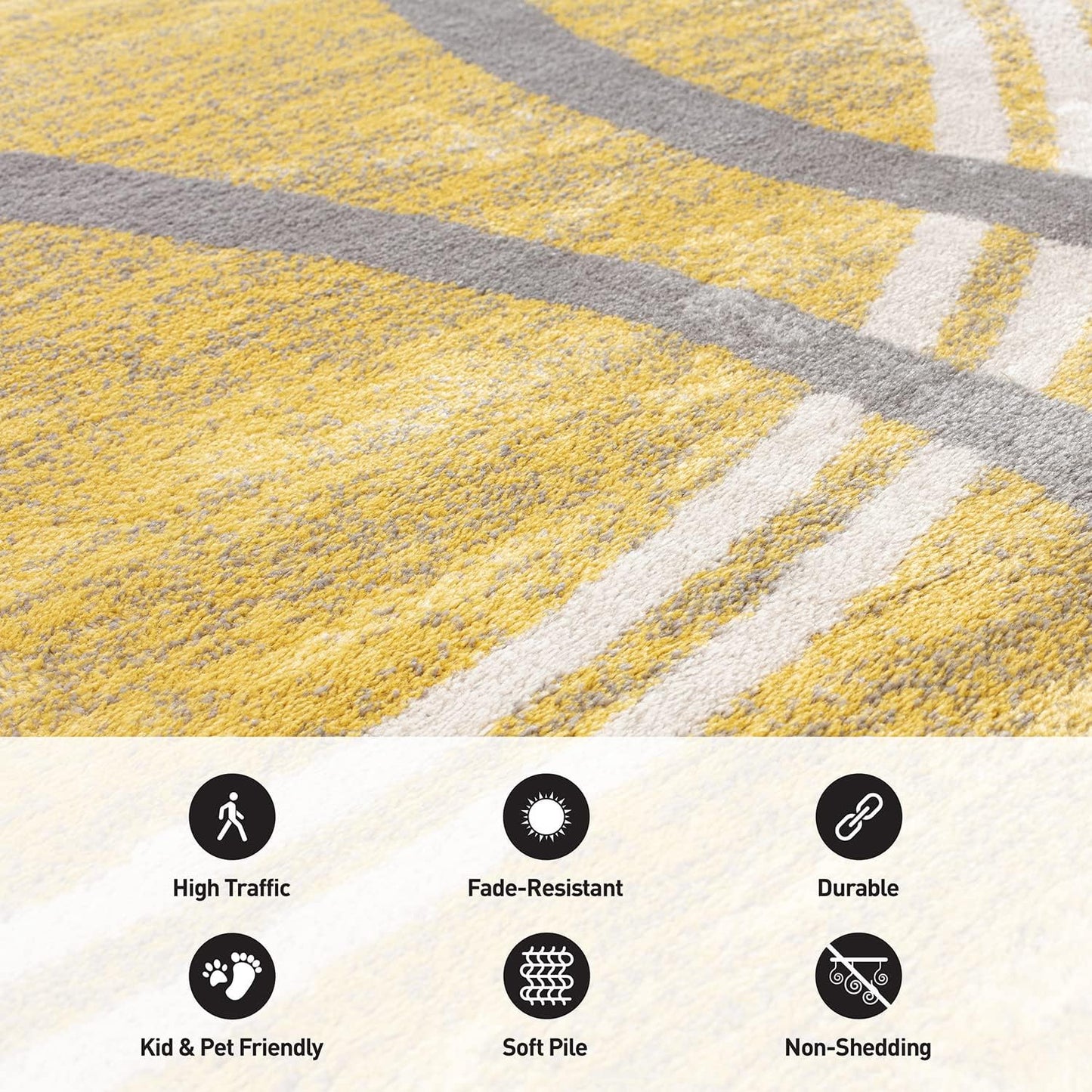 Rugshop Modern Wavy Circles Design Area Rug 7'10" x 10'2" Yellow