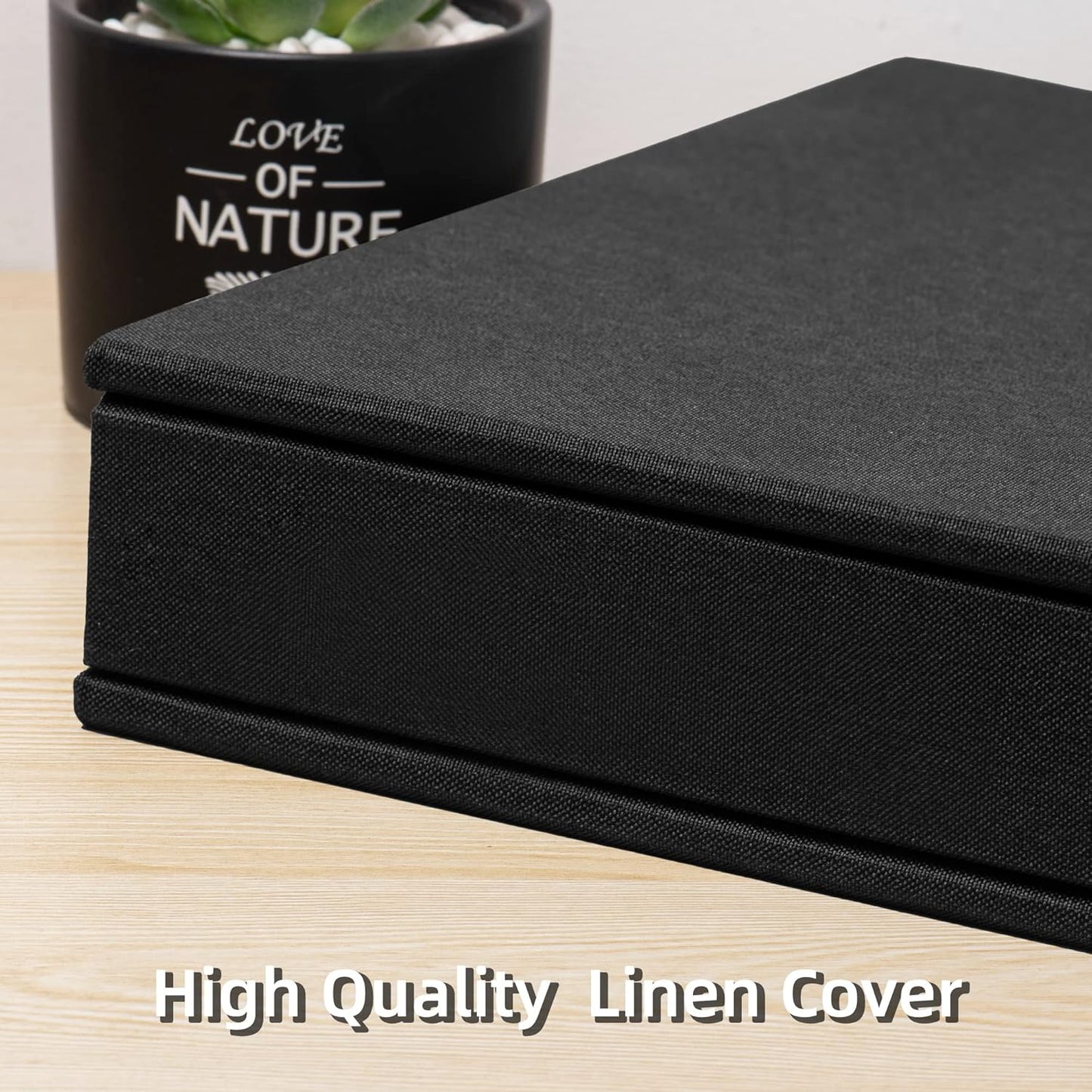 Large Photo Album Self Adhesive 4x6 8x10 10x12 Scrapbook Magnetic Album DIY Scrapbook Length 13 x Width 12.8 (Inches) 120 Sticky Pages Linen Cover DIY Photo Album(Black)