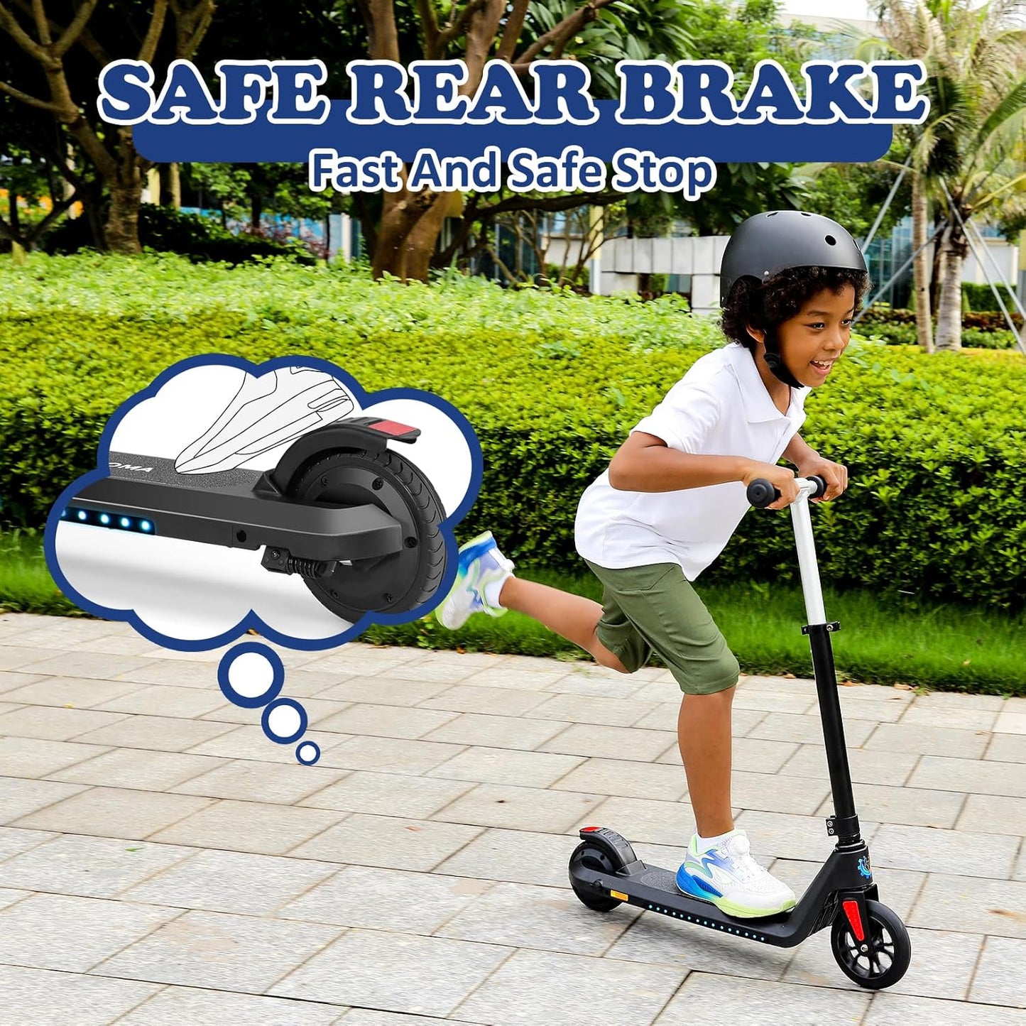 Caroma Electric Scooter for Kids Ages 6-12,150W/180WMotor,10 MPH Max Speed & 7 Miles,Colorful Lights,Adjustable Height & Speed,LED Display,Foldable Kids Electric Scooter 132 Lbs Max Load,Idea Gift