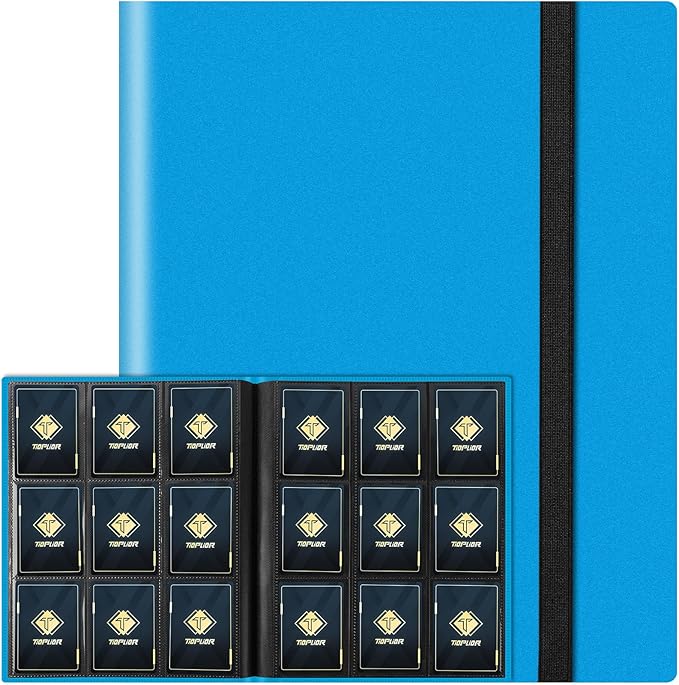 Trading Card Binder Holder 9 Pocket Card Album Folder, Card Collection Binder with 360 Side Loading Pocket Card Book Fit for MTG Game Football Sports Cards TCG Baseball Cards Binder (Sky Blue)