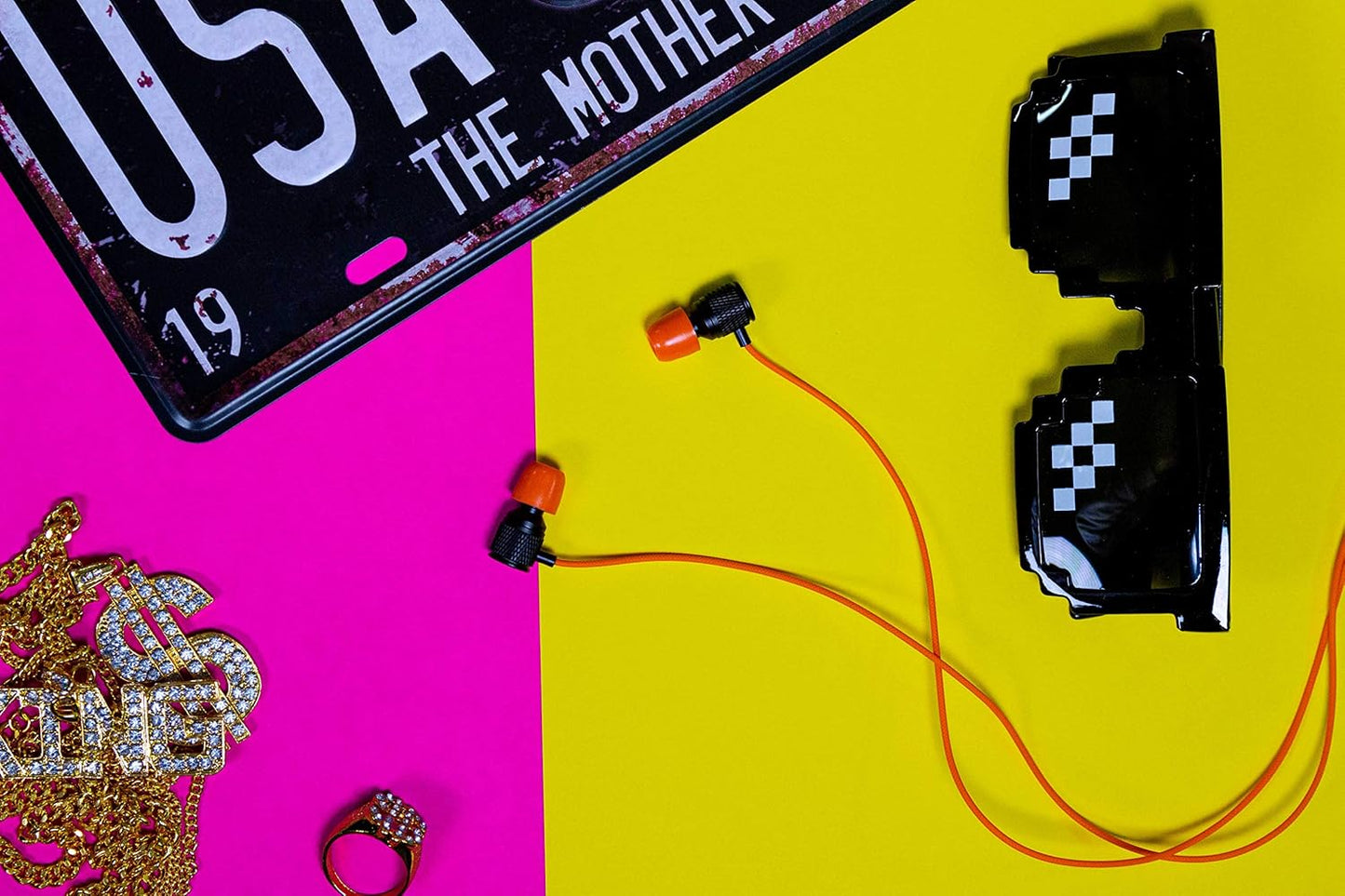 LUDOS Ultra Wired Earbuds in-Ear Headphones, 5 Years Warranty, Earphones with Microphone, Noise Isolating Ear Buds, Memory Foam for iPhone, Samsung, School Students, Kids, Women, Small Ears - Orange