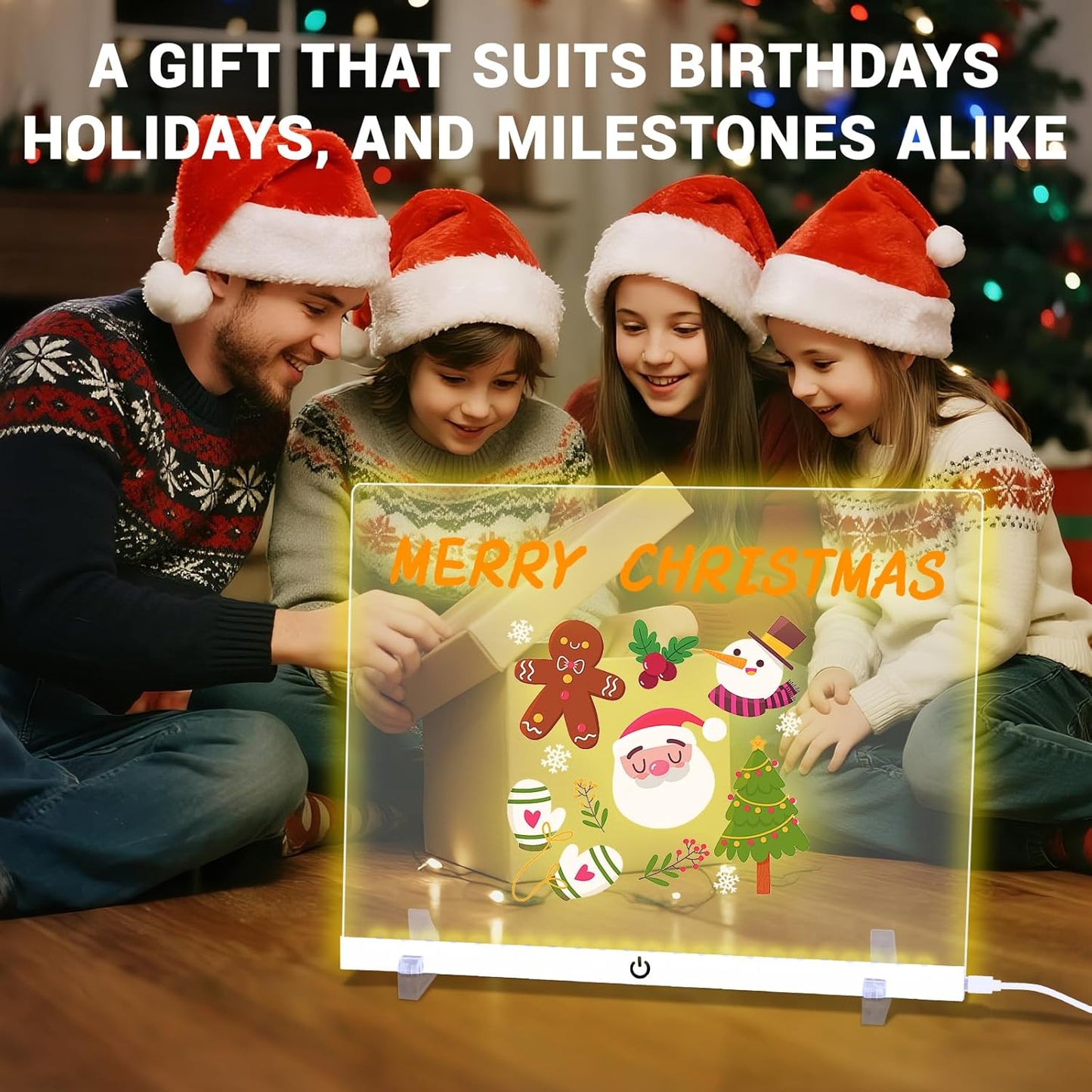 Doodle Glow, LED Note Board with Colors, 14.1"x10.9" Wooshneesham Acrylic Dry Erase Board, 16M-Color LED Light-Up Memo w/Music Sync, APP & Remote, Stand & 7 Markers, Battery Case, Neon Glow (White)