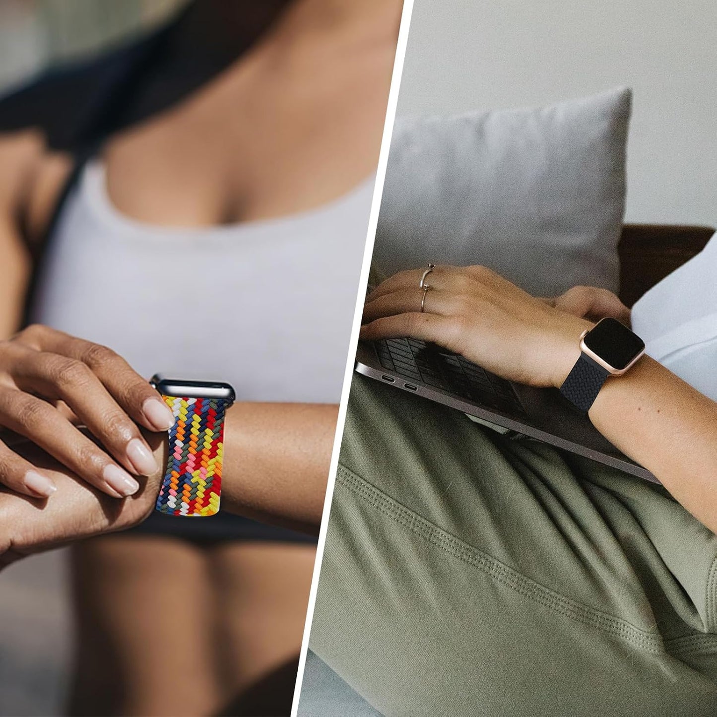 Mazoft Braided Bands With Magnetic Clasp Compatible with Apple Watch Band 38mm 40mm 41mm 42mm 44mm 45mm 46mm 49mm；Soft Nylon Sport Loop Strap for iWatch Series Ultra 2&1 10 9 8 7 6 SE 5 4 3 Women Men