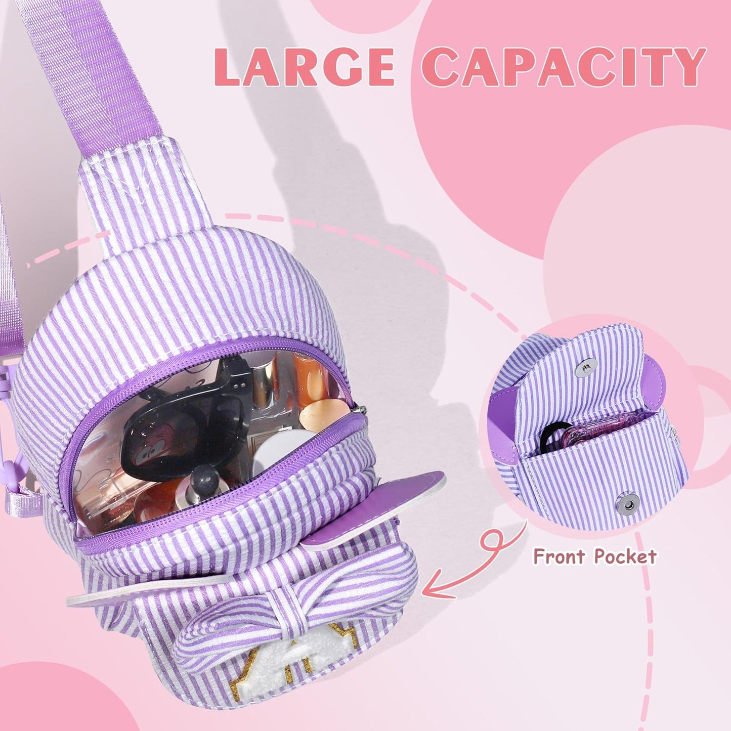 Gifts for Girls, Small Sling Bags for Girl Kids | Personalized Birthday Gifts for Girls | Girl Kids Cross Body Purse Purple Small Sling Bag Belt Bags for Sister Daughter Gift (Purple G)