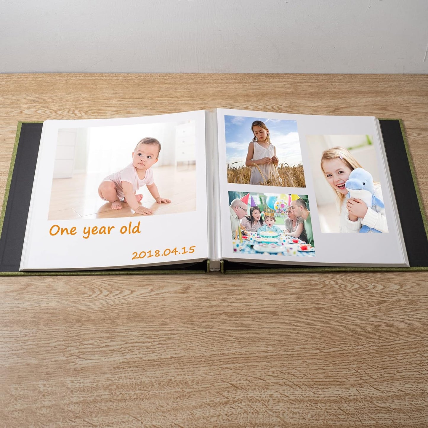 Large Photo Album Self Adhesive Scrapbook Album for 4×6 8×10 Pictures DIY Magnetic Linen Cover Album 40 Pages for Family Wedding Gifts with Metal Pen and Plastic Board