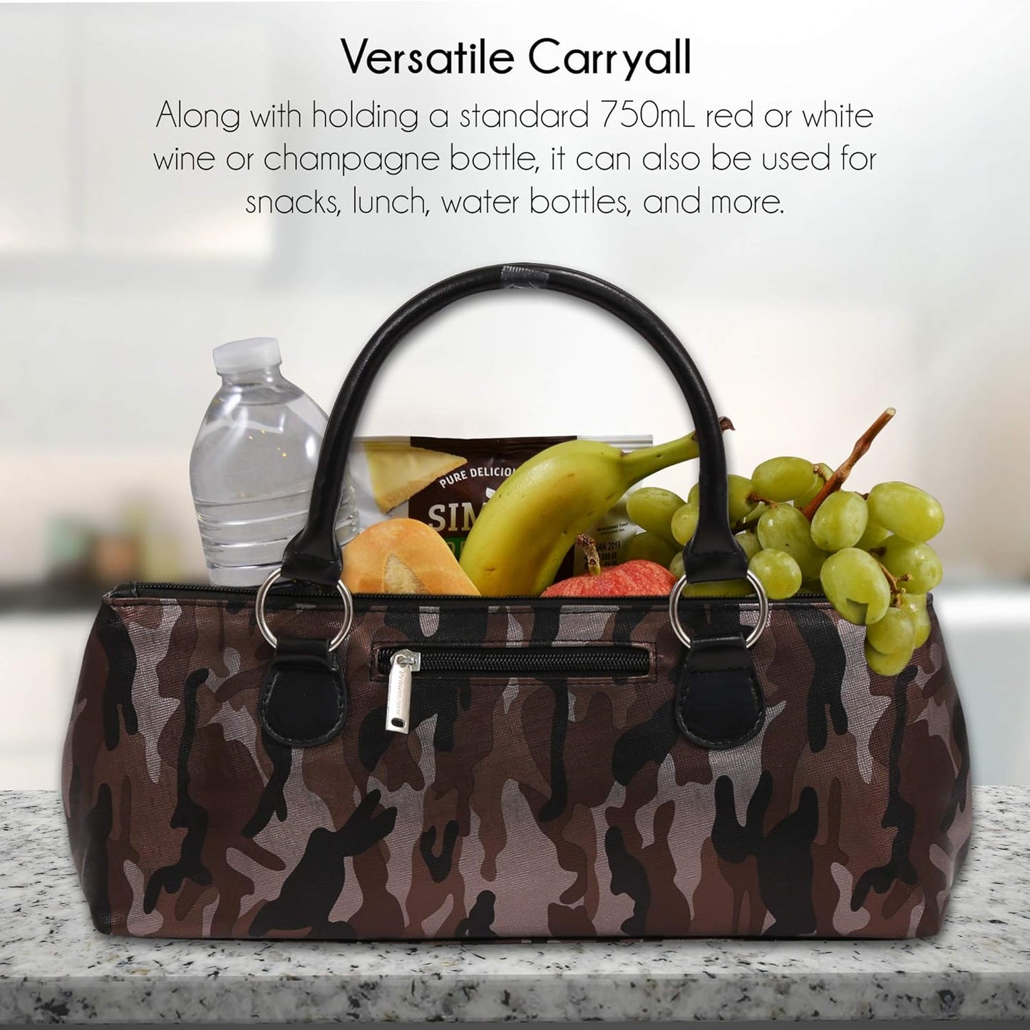 Wine Clutch Bag Thermal Insulated Wine Carrier Tote Holds Red and White Wine 750 Milliliter Bottle Includes Portable Waiter Style Corkscrew