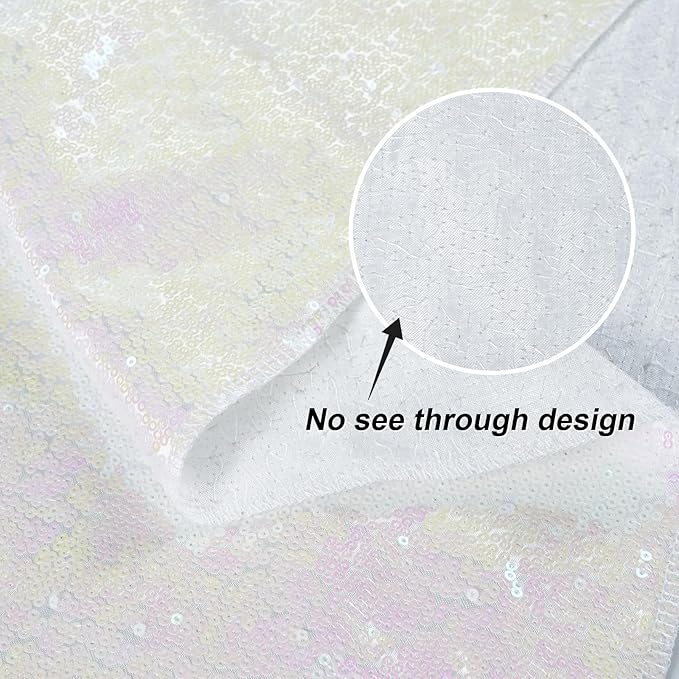 Juya Delight White Iridescent Sequin Backdrop, 6ftx6ft Glitter Photo Backdrop Curtain for Birthday Party Wedding Festival Ceremony