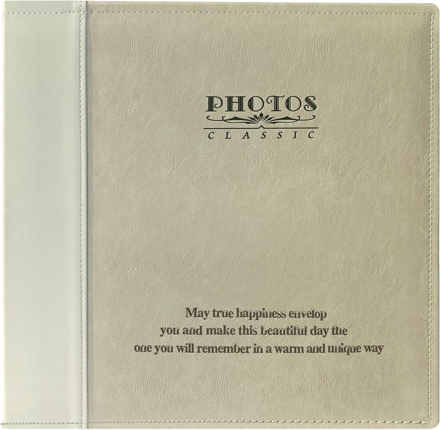 Magnetic Self-Stick Page Photo Album, Family Album, Leather Cover, Hand Made DIY Albums Holds 3x5, 4x6, 5x7, 6x8,8x10 Photos (Oatmeal)