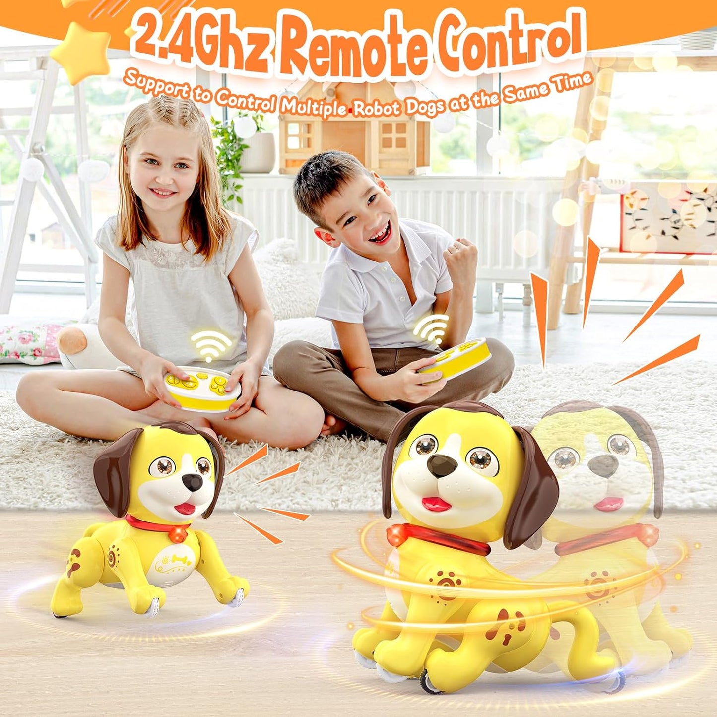 Remote Control Robot Dog Toy, Interactive Robot Dog Toys for Kids with Music, LED, Rechargeable Robot Pet, Auto Demo Dancing Walking Ideal Holiday Birthday Robot Toys for Ages 5-7
