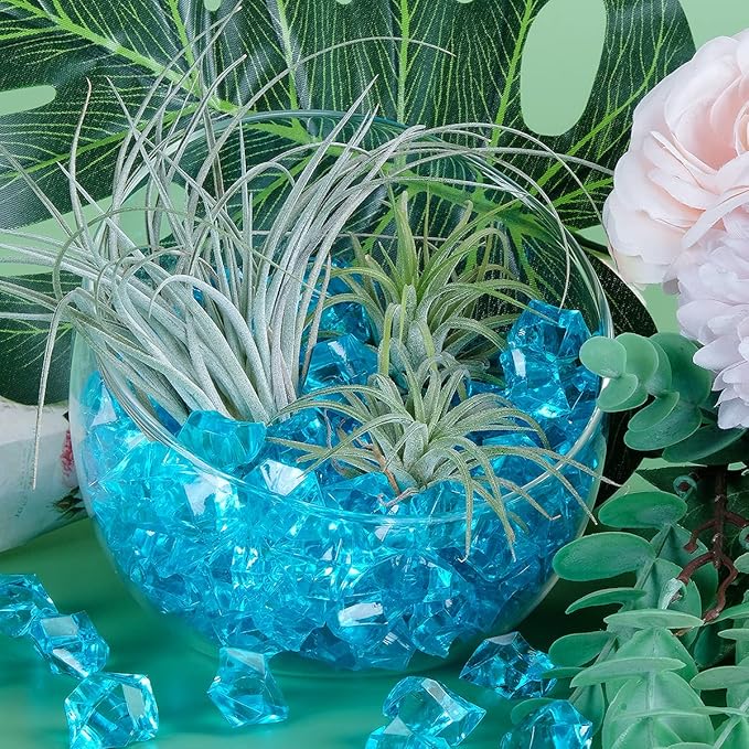 Babenest Acrylic Crushed Ice Rocks, 150 PCS Fake Crystals Plastic Ice Cubes Diamonds Gems for Vase Fillers, Home Decoration, Table Scatter, Event, Wedding, Arts & Crafts (Baby Blue)