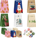 Riccioofy Christmas Treat Bags - 24 PCS Gift Bags with Stickers | CHRISTMAS Bags for Gifts | Xmas Party Favors for Kids | Small Christmas Gift Bags Assorted Sizes Baskets Decorations