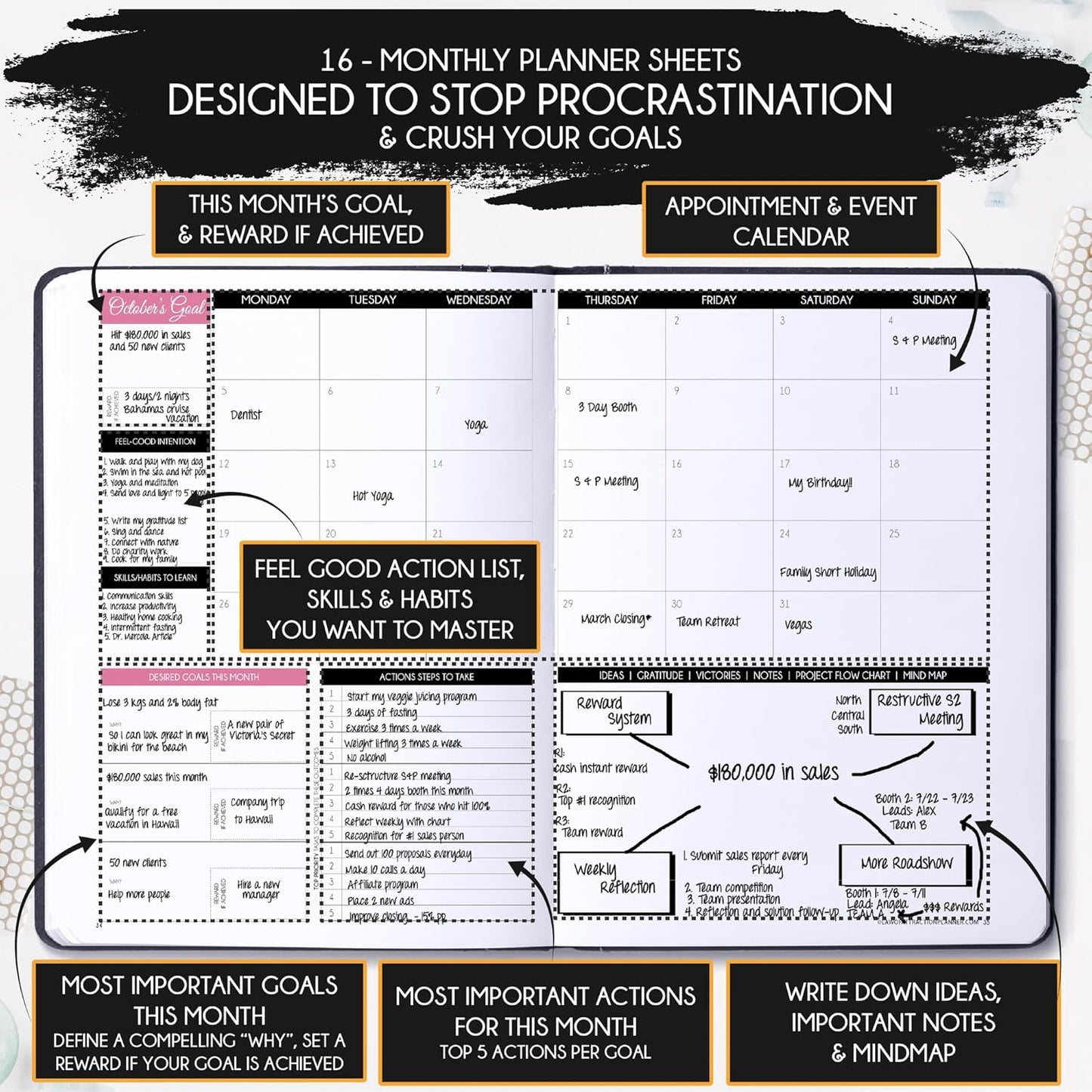 2025-2026 Planner Weekly and Monthly | 16-Month Life Planner to Increase Focus & Productivity | Reduce Overwhelm & Achieve Your Biggest Goals | Include Gift Box & Stickers | Sep 2025-Dec 2026