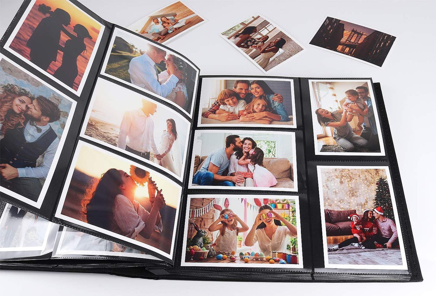 RECUTMS Photo Album 4x6 Holds 500 Photos Black Inner Page Button Grain Leather Larger Capacity Horizontal and Vertical Photos Wedding Pictures Album Birthday Christmas Baby Family Photo Book(Brown)