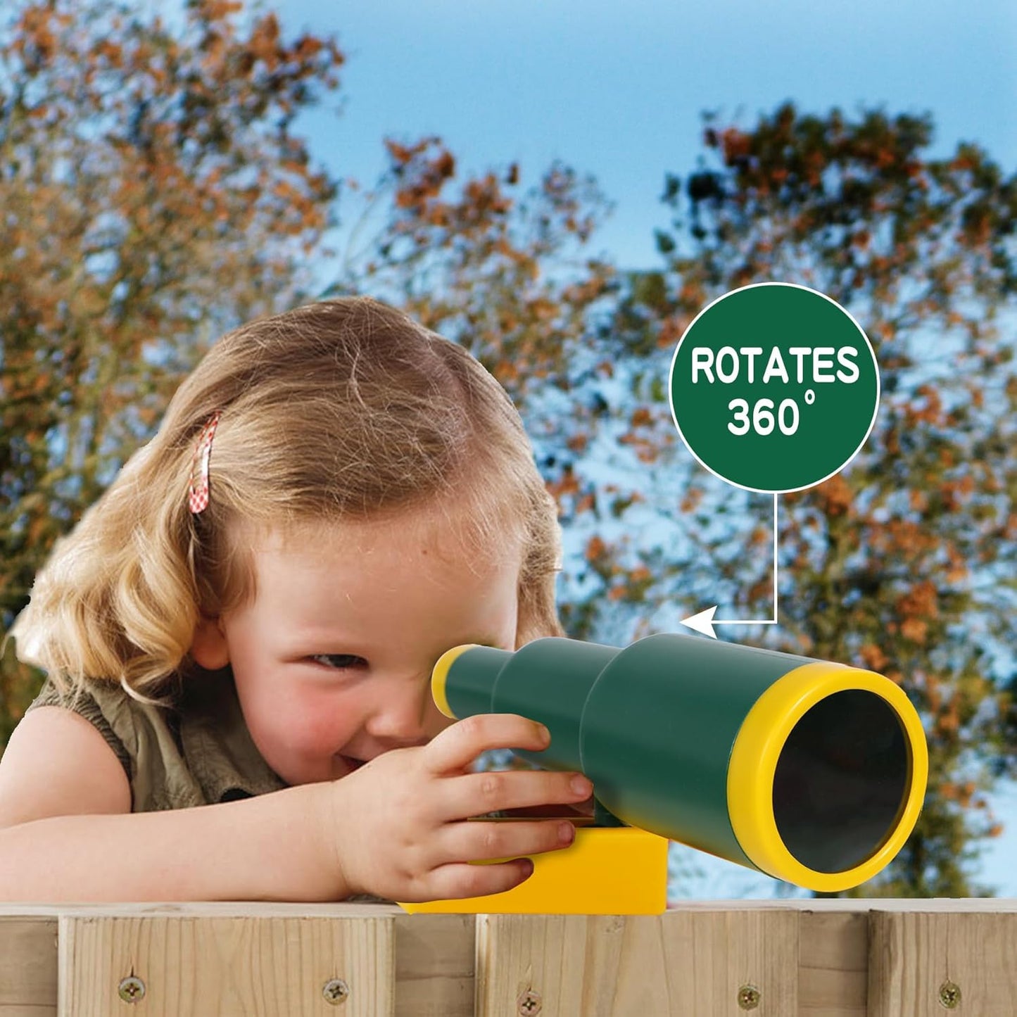 RedSwing Playground Accessories for Kids, Outdoor Playground Attachments with 2 Pirate Ship Wheel, Toy Telescope, Telephone and Safety Handles (Yellow and Green)