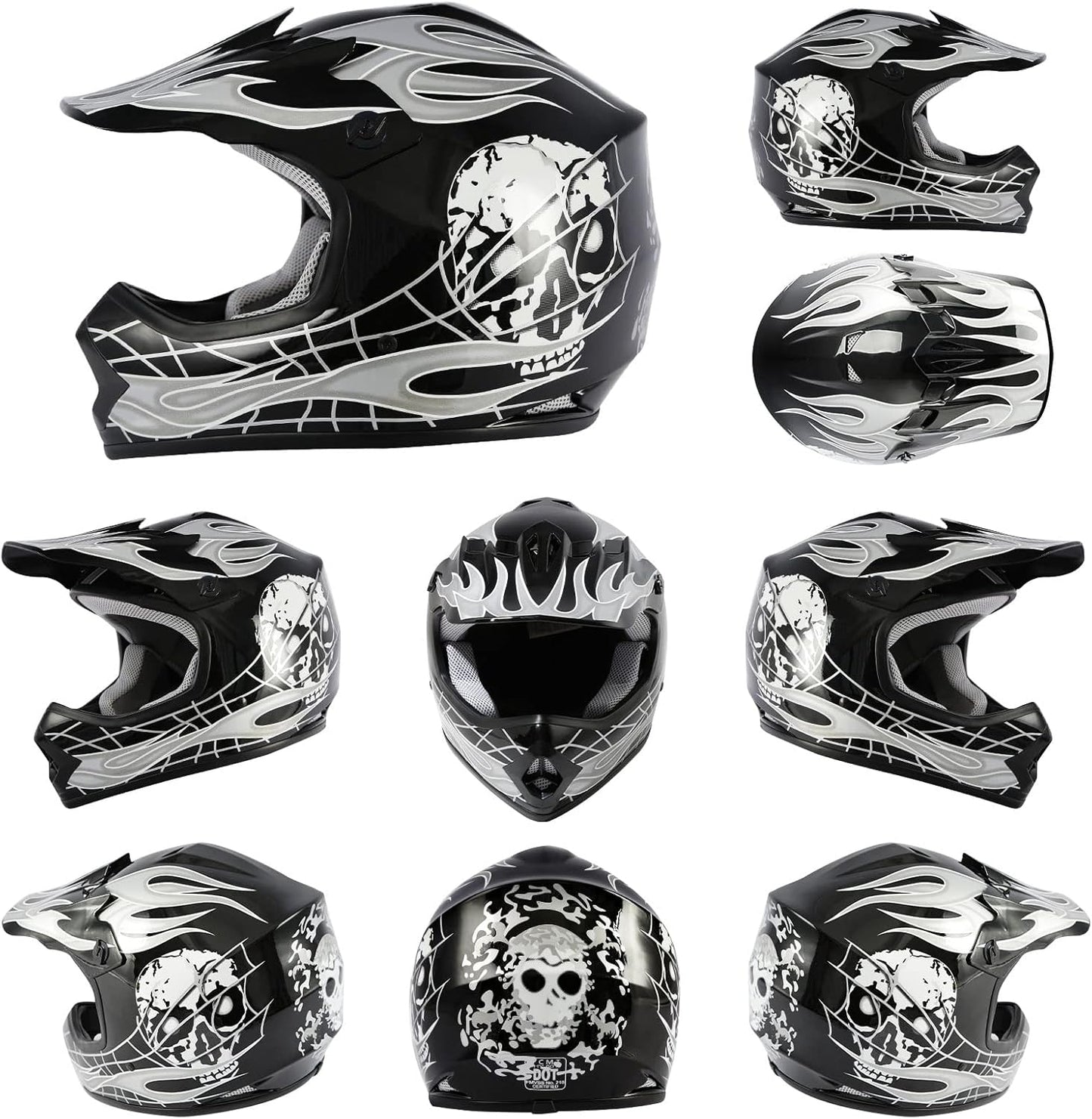 TCMT Dot Youth & Kids Motorcycle Off-Road Helmet Full Face Motocross Street Dirt Bike Mountain Bike BMX MX ATV Helmet+Goggles+Gloves New