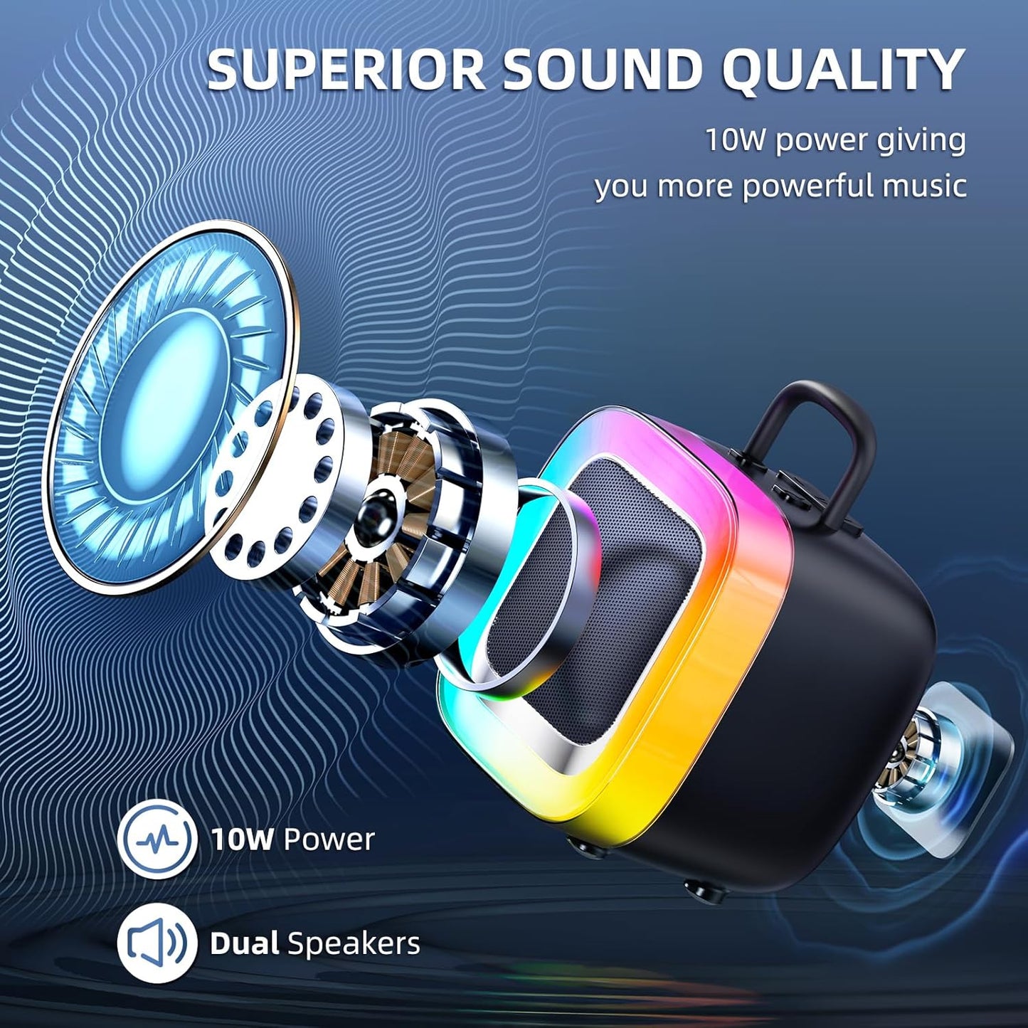 Kinglucky 2025 Upgrade Karaoke Machine, Portable Bluetooth Speaker with 2 Wireless Microphones for Adults & Kids with Lights, Karaoke for All Smartphones, Birthday, Family, Home Party or Gifts (Black)