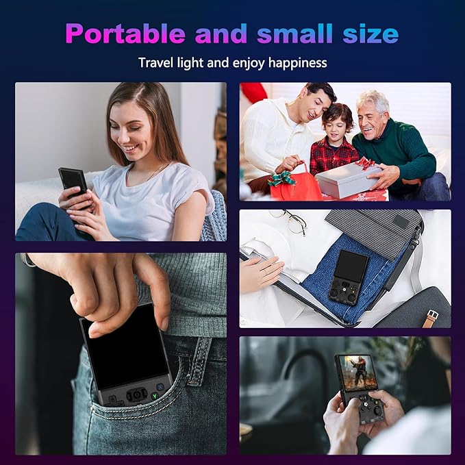 R36MAX Retro Handheld Game Console, 4.0 Inch 720x720 IPS Screen, Built-in 18,000+ Classic Game, Portable Hand Held Open Source Linux System, 4000mAh Battery Retro Gaming Console (Black 64GB)