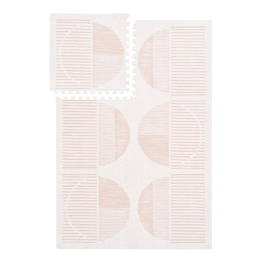 Super 1 Inch Thick Premium Quality Exercise & Baby Foam Play Mats - Expandable & Large Non-Toxic Odorless Floor Mat - 6 Tiles Spacious 6x4ft, Peel-Resistant - Cream Pink