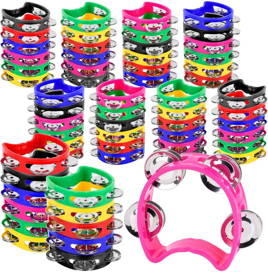60 PCS Multicolored Tambourines for Kids - 4 Bells Handheld Musical Instruments and Noise Makers Perfect for School Supplies Church Kindergarten Weddings Christmas Parties and Group Performances